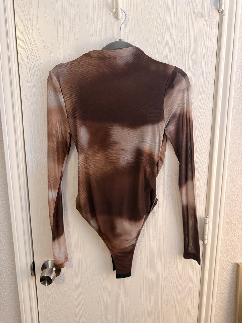 Commense Brown Tie-Dye Long Sleeve Bodysuit